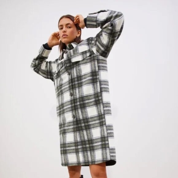 H&M long plaid shacket - Size XS. - Picture 1 of 4